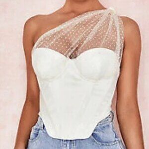 House of CB white shoulder corset